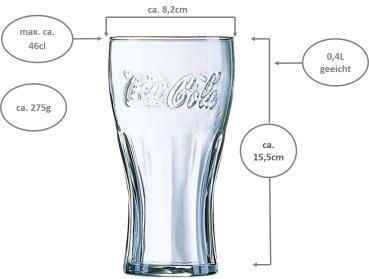 Preview: Coca-Cola Contourgläser 46cl - 0,4L geeicht - 6 Stück