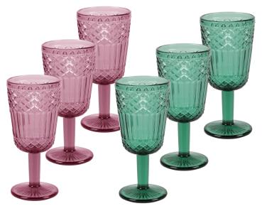 Weinglas Roma 300ml - grün/rosa sortiert - 6 Stück