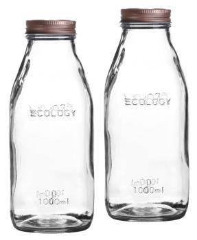 Milchflasche / Glasflasche  Ecology - 1L  - 2er Set