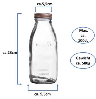 Milchflasche / Glasflasche  Ecology - 1L  - 2er Set