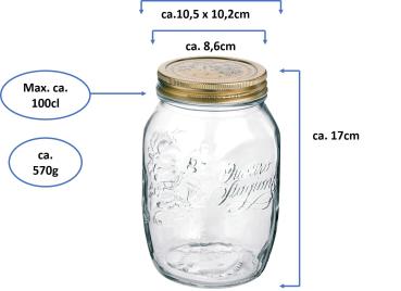 Preview: Quattro Stagioni Einmachglas 1000ml - 6 Stück