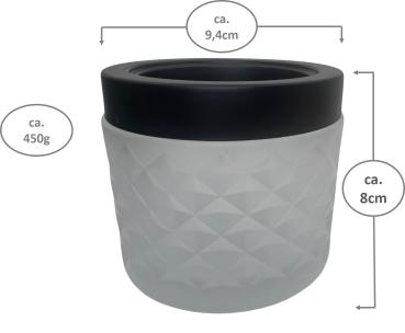 Preview: Sturmaschenbecher Windaschenbecher Glas schwarz-weiß