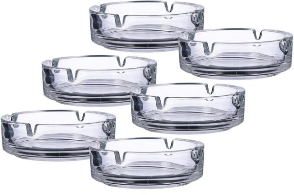 Glas Aschenbecher 10,7cm - 6 Stück - stapelbar