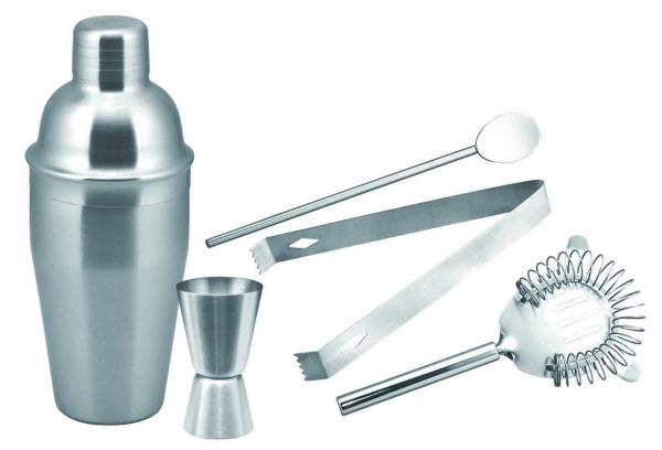 Cocktail Shaker Bar Set aus Edelstahl - 5tlg.