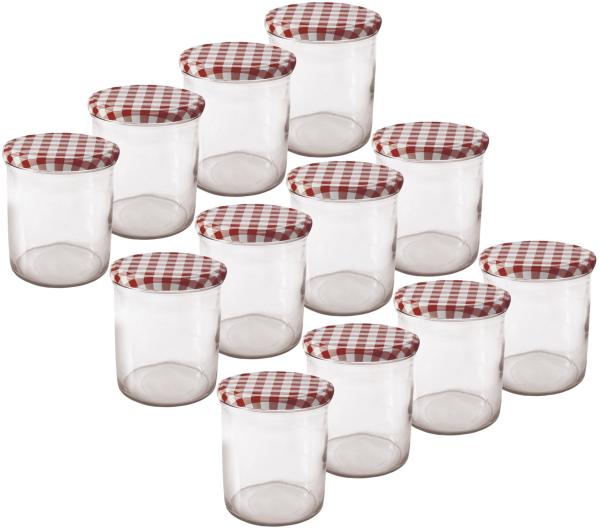 Einmachgläser 435ml rot -weißer Deckel  -  12 Stück