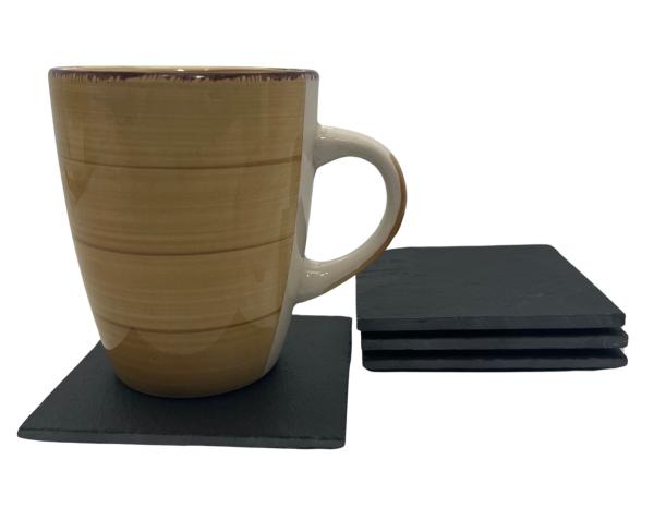 Glasuntersetzer aus Naturschiefer 10x10cm - 4er Set