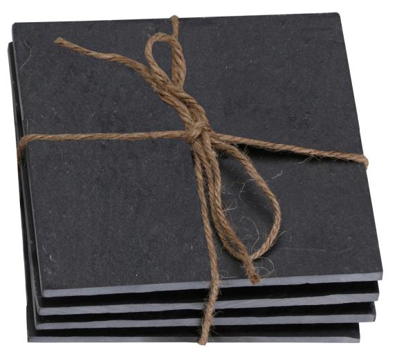 Glasuntersetzer aus Naturschiefer 10x10cm - 4er Set