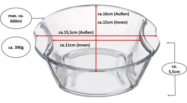 Kleine Auflaufform rund / oval 16cm x 15,5cm - 2er Set