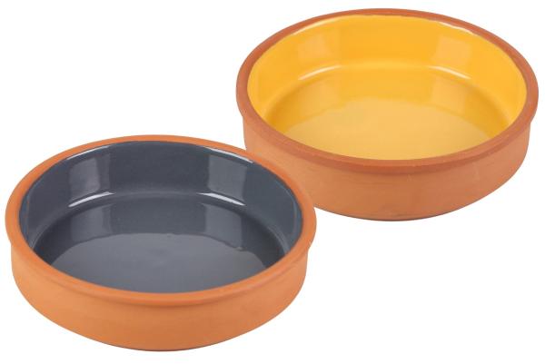 Tapas Schalen ca. 16cm Terrakotta - 2 Stück - farbig glasiert