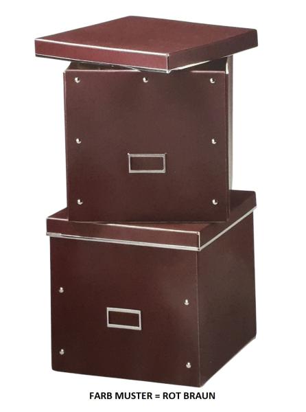 Aufbewahrungsboxen mit Kreidefeld - Farbe Rot  / Braun - 2er Set