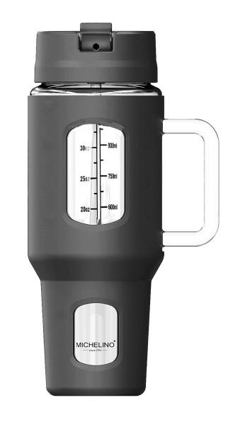 Glas Trinkbecher To Go 1,2L - Grau - Autobecher