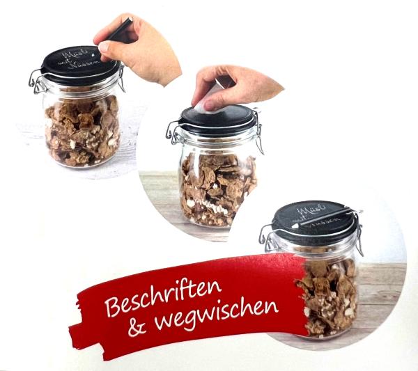 Einkochglas 750ml mit Kreidebeschriftungsdeckel- Bügelverschluss - 6 Stück