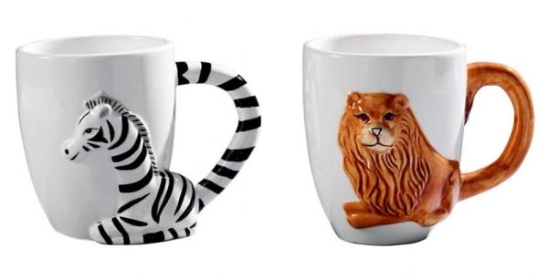 Kaffeebecher Motiv Löwe & Zebra - 2er Set