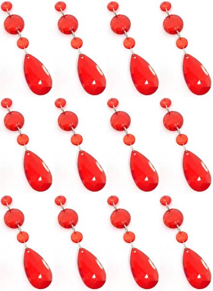 Deko Acryl Anhänger  in versch. Farben - Form Tropfen - Weihnachtsbaum Schmuck - 12 Stück